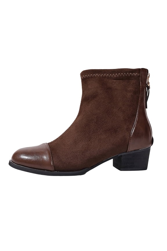 Women's Ankle Boots Round Toe Chunky Heel Back Zipper Fashion Casual Winter Fall Boots