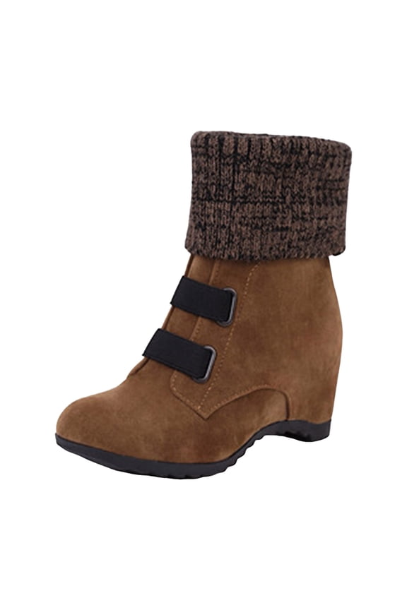 Women's Ankle Boots Warm Fur Lined Wedge Hidden Heel Pull on Fashion Casual Winter Boots