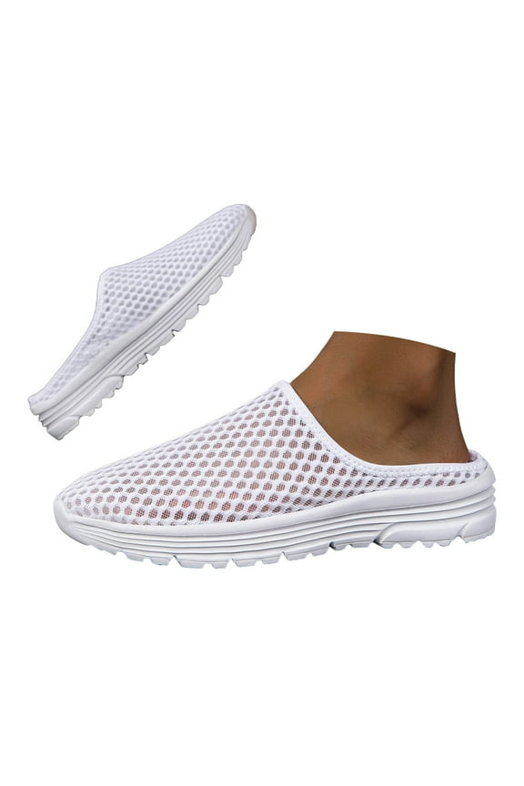 Women's Backless Mules Breathable Mesh Slip on Lightweight Walking Shoes for Vacation Work