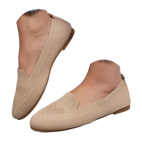YLYL Women's Ballet Flats Knit Round Toe Slip on Low Heel Soft Lightweight Casual Penny Loafers