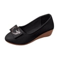 thumbnail image 1 of YLYL Women's Bow Ballet Shoes Wedge Heel Pointed Toe Fashion Casual Slip on Office Business Walking Shoes, 1 of 9
