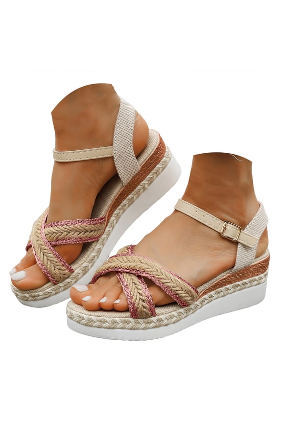 Women's Espadrille Platform Wedge Sandals with Ankle Strap Dressy 2026 Summer Beach Shoes