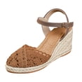 thumbnail image 1 of YLYL Women's Espadrilles Sandals Ankle Strap Buckle Closed Toe Platform Wedge Heel Summer Sandals, 1 of 9