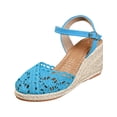 thumbnail image 1 of YLYL Women's Espadrilles Sandals Ankle Strap Buckle Closed Toe Platform Wedge Heel Summer Sandals, 1 of 9