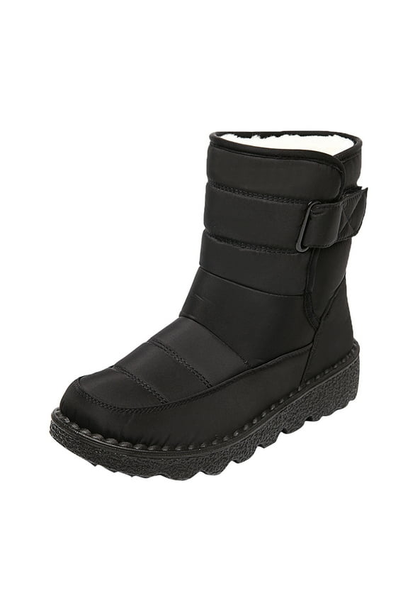 Women's Faux Fur Lined Winter Snow Boots Waterproof Non-slip Good Arch Support Platform Ankle Boots Slip-on Shoes