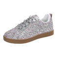 thumbnail image 1 of YLYL Women's Glitter Sparkly Sneakers Lace up Round Toe Fashion Casual Lightweight Dress Shoes, 1 of 9