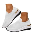 thumbnail image 1 of YLYL Women's Glittery Sneakers Rhinestone Wedge Heel Fashion Dressy Slip on Elastic Sock Walking Shoes, 1 of 9