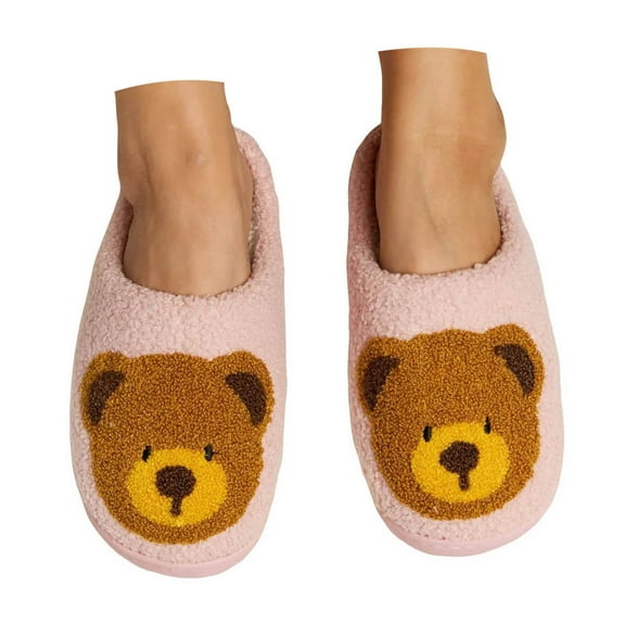 YLYL Women's House Slippers Cute Bear Fuzzy Fluffy Warm Soft Plush Memory Foam Winter Shoes