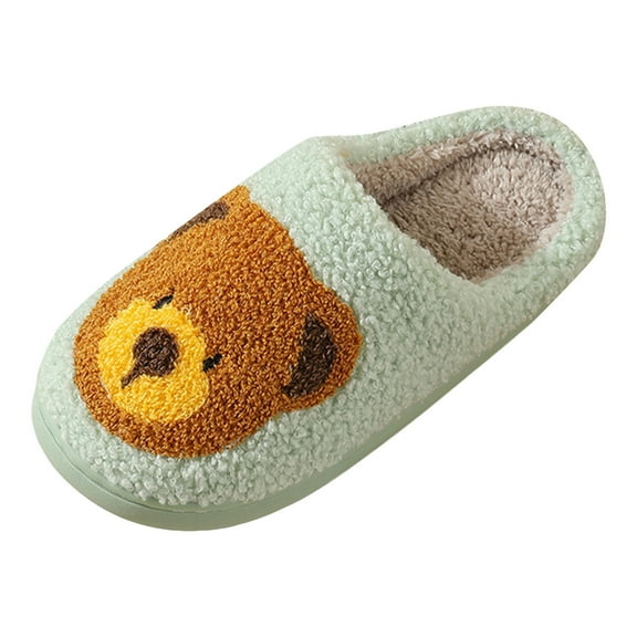 YLYL Women's Slippers Cute Cartoon Bear Soft Plush Fuzzy Fluffy Warm Slip on Memory Foam Winter Slippers