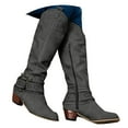 thumbnail image 1 of YLYL Women's Knee High Boots Boho Vintage Lace Metal Buckle Western Cowboy Cowgirl Winter Fall Long Boots, 1 of 5