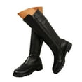 thumbnail image 1 of YLYL Women's Knee High Boots Chunky Block Heel Wide Calf Zip up Fall Tall Riding Boots with Buckle, 1 of 9