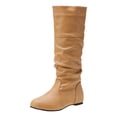 thumbnail image 1 of YLYL Women's Knee High Boots Slouchy Low Heel Pull on Almond Toe Fall Winter Riding Combat Boots, 1 of 9