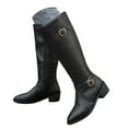 thumbnail image 1 of YLYL Women's Knee High Boots Wide Calf Low Heel Metal Buckle Fashion Winter Knight Riding Tall Boots with Side Zipper, 1 of 8