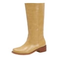 thumbnail image 1 of YLYL Women's Knee High Boots Wide Calf Square Toe Chunky Block Heel Pull on Riding Tall Boots, 1 of 9