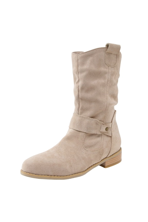 Ankle Boots Women Casual Slip on Low Heel Short Stacked Heel Dressy Booties