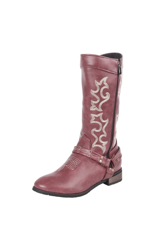 Women's Knee High Riding Boots Pointed Toe Chunky Block Heel Slip on Motorcycle Tall Boots