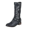thumbnail image 1 of YLYL Women's Knee High Riding Boots Pointed Toe Chunky Block Heel Slip on Motorcycle Tall Boots, 1 of 7