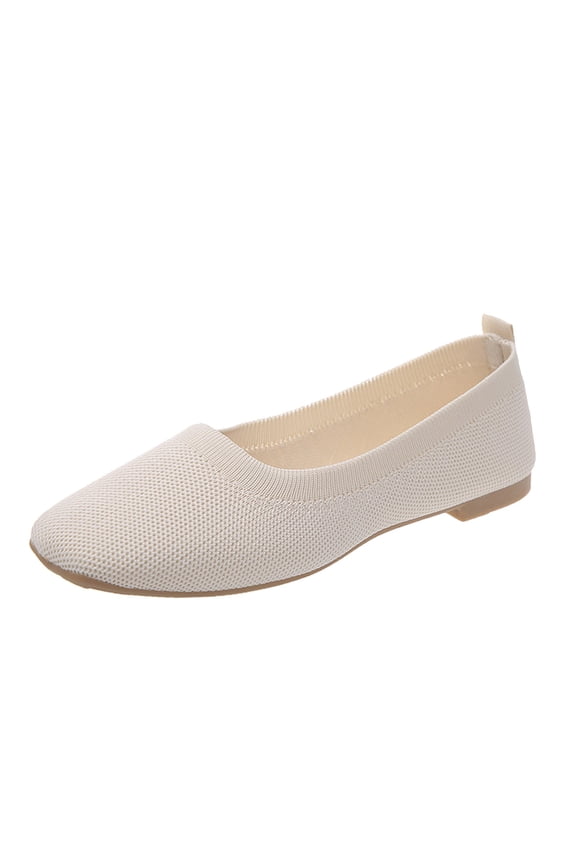 Women's Knit Ballet Shoes Round Toe Slip on Comfort Soft Dressy Casual Office Work Wedding Flat Shoes