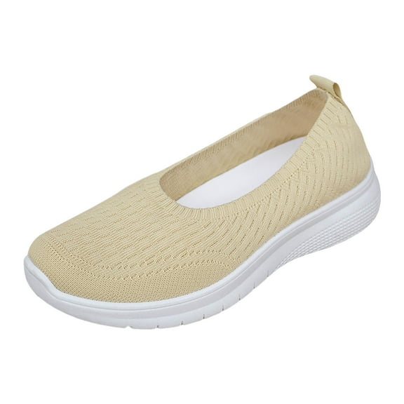 YLYL Women's Knitted Orthopedic Walking Shoes Non-Slip Round Toe Comfortable Breathable Soft Sole Slip-On Casual Shoes