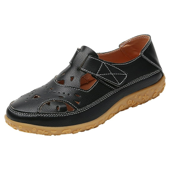 YLYL Women's Leather Sandals Closed Toe Soft Sole Breathable Comfortable Orthopedic Casual Shoes