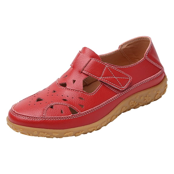 YLYL Women's Leather Sandals Closed Toe Soft Sole Breathable Comfortable Orthopedic Casual Shoes