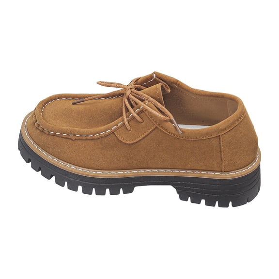 YLYL Women's Loafers Chunky Heel Round Toe Lace up Lug Sole Slip on Fashion Casual Dress Shoes