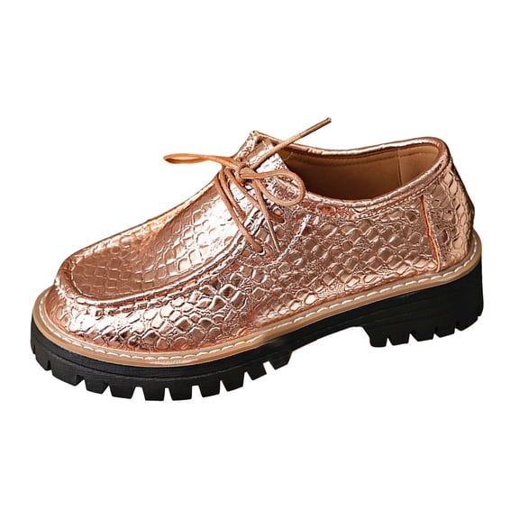 YLYL Women's Loafers Chunky Heel Round Toe Lace up Lug Sole Slip on Fashion Casual Dress Shoes