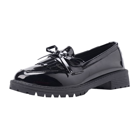 YLYL Women's Loafers Patent Leather Chunky Heel Lug Sole Slip on Fashion Casual Business Office Oxford Shoes