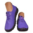 thumbnail image 1 of YLYL Women's Leather Flat Bottom Loafers Slip-on Round Toe Non-Slip Breathable Walking Shoes, 1 of 7