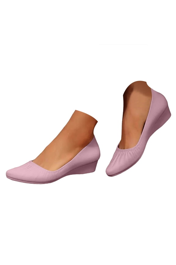 Women's Pumps Wedge Heel Pointed Toe Slip on Wedding Work Office Party Dress Shoes