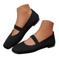 thumbnail image 1 of YLYL Women's Knit Ballet Flats with Elastic Strap Square Toe Comfortable Lightweight Casual Work Dress Mary Jane Shoes, 1 of 9