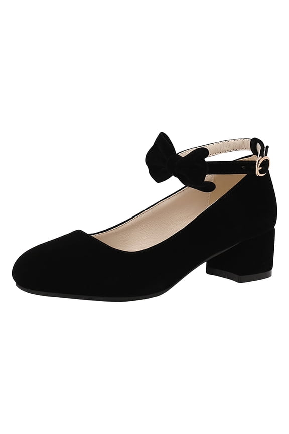 Women's Mary Jane Shoes Bow Ankle Strap Chunky Block Heel Wedding Evening Party Dress Shoes
