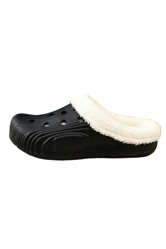 Women's Men's Clogs Slippers Non Slip Fuzzy Warm Fur Lined Slip on Winter Garden Mules Shoes