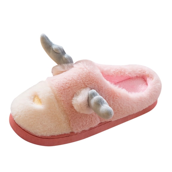 YLYL Women's Men's Cute Elk House Slippers Soft Cozy Furry Indoor Outdoor Winter Warm Home Slippers