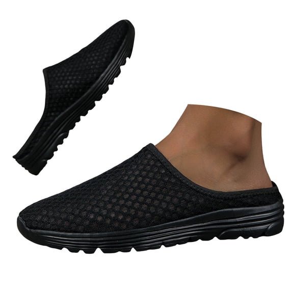 YLYL Women's Men's Knitted Backless Mules Breathable Mesh Fashion Casual Lightweight Comfortable Slip on Walking Shoes