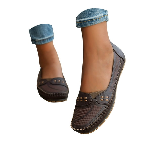 YLYL Women's Men's Penny Loafers Classic Leather Comfort Casual Slip on Walking Driving Mocs Boat Shoes