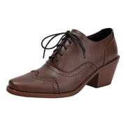 YLYL Women's Men's Shoes Chunky High Heel Lace up Vintage Fashion Casual Business Dress Shoes