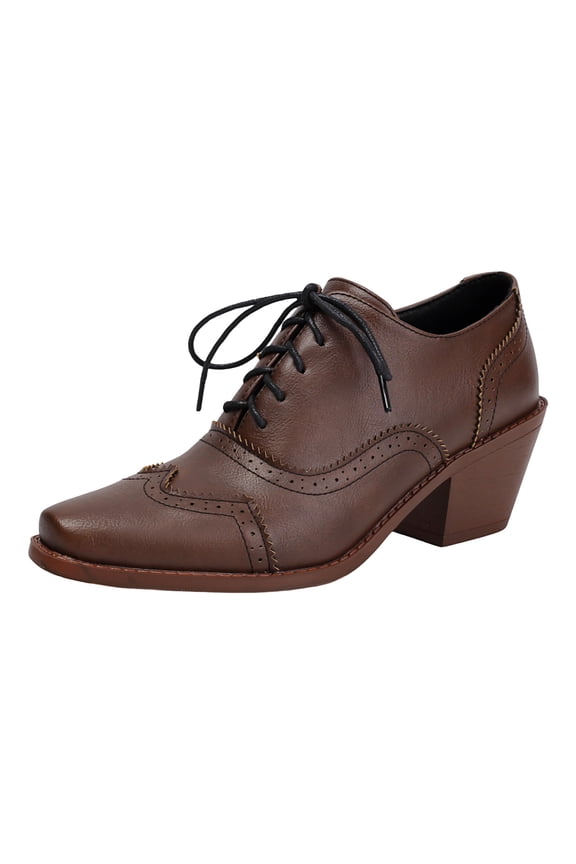 Women's Men's Shoes Chunky High Heel Lace up Vintage Fashion Casual Business Dress Shoes