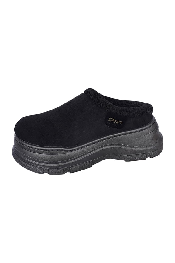 Women's Men's Suede Platform Clogs Slippers Arch Support Slip on Memory Foam Non-Slip Winter Slippers