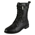 thumbnail image 1 of YLYL Women's Mid Calf Boots Buckle Low Heel Zipper Lace up Boots, 1 of 9