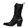 thumbnail image 1 of YLYL Women's Mid Calf Boots Lace up Leather Combat Boots Side Zipper Fur Lining Winter Boots, 1 of 8