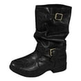 thumbnail image 1 of YLYL Women's Mid Calf Boots with Buckle Design Artificial Leather Side Zipper Non-Slip Sole Fall Boots, 1 of 9