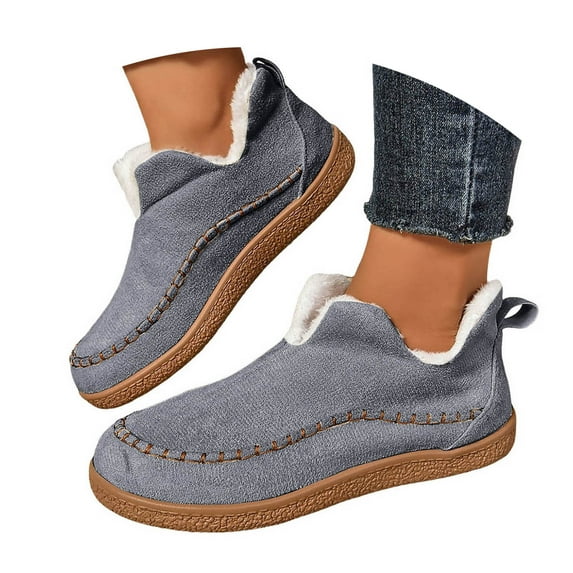 YLYL Women's Moccasin Bootie Slippers Fur Lined Cozy Warm Fuzzy Slip on Winter Indoor Outdoor House Shoes