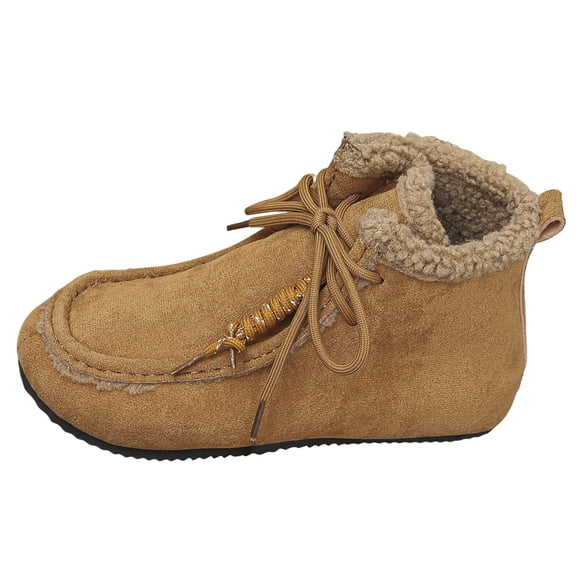 YLYL Women's Moccasin Snow Boots Fur Lined Warm Lace up Non Slip Winter Indoor Outdoor Ankle Boots