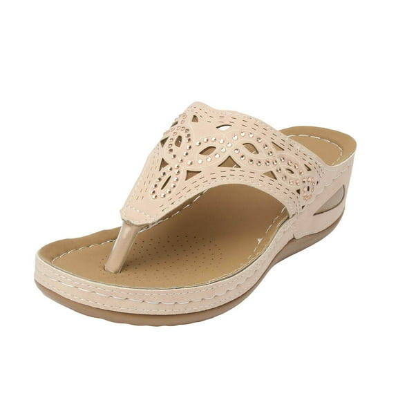YLYL Women's Orthopedic Arch Support Wedge Sandals Wedge Lug Sole Beach Flats Sandals