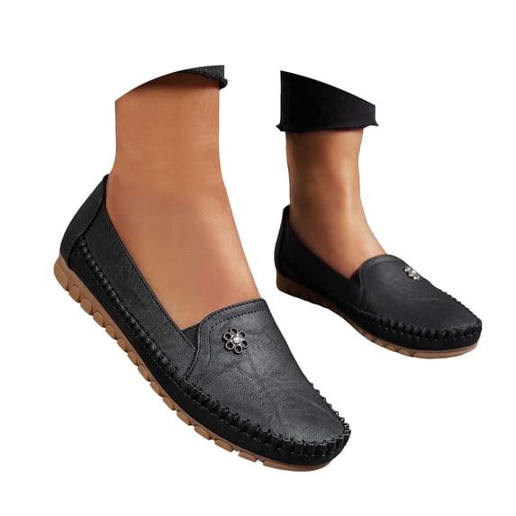 YLYL Women's Orthopedic Loafers PU Leather No Slip Lightweight Casual Slip on Business Work Shoes