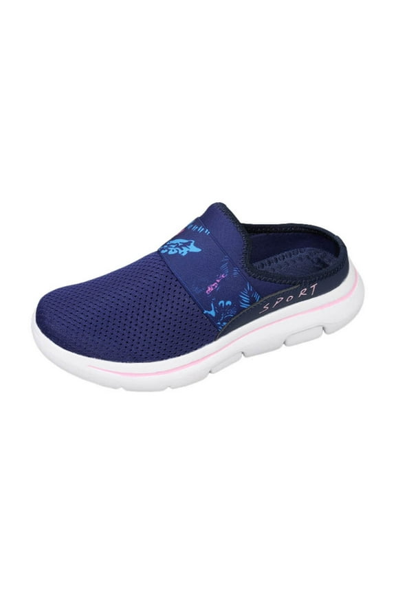 Womens Mens Backless Mules Slip on Open Back Lightweight Breathable Mesh Comfort Walking Shoes