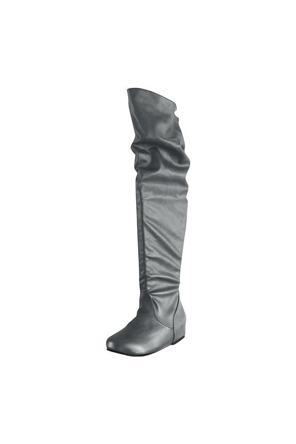 Women's Over the Knee Boots PU Leather Pointed Toe Low Heel Slip on Warm Fall Winter Riding Boots