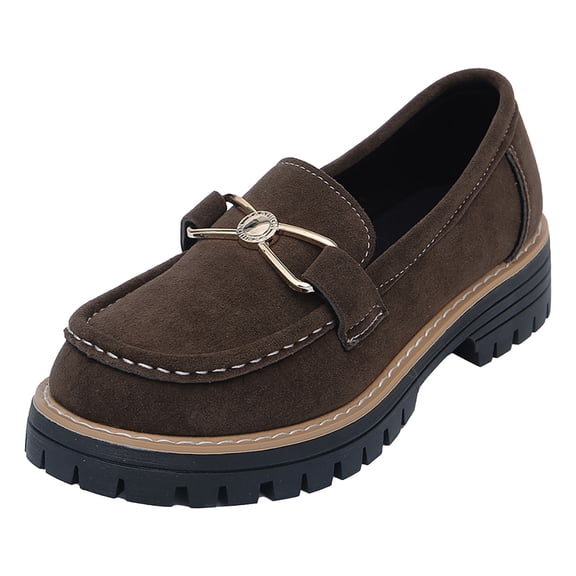 YLYL Women's Penny Loafers Lug Sole Chunky Heels Comfortable Casual Slip on Office Business Dress Shoes