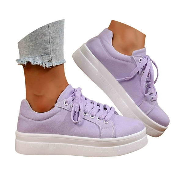YLYL Women's Platform Canvas Shoes Lace up Comfortable Fashion Casual Slip on Walking Shoes